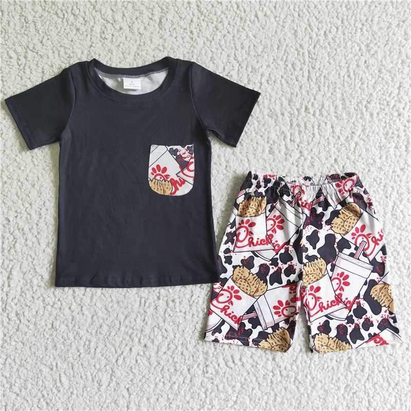 Boys chick fil a pocket short sleeve shorts set