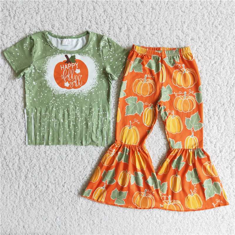 Happy Fringe Top Maple Pumpkin Pant Set