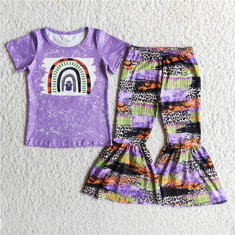Ghost Rainbow Leopard Flared Pants Set